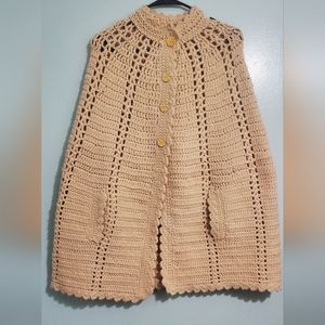 Vintage 70s crocheted cape